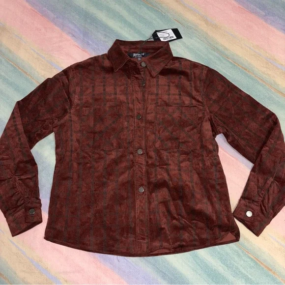 NWT Disturbia Terracotta Check Cord Shirt size US 8 - Picture 6 of 10